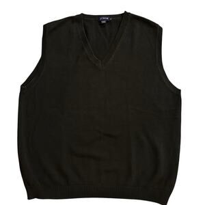 Vintage J. Crew Olive Green 100% Cotton Sweater Vest Men's Size XL Preppy
